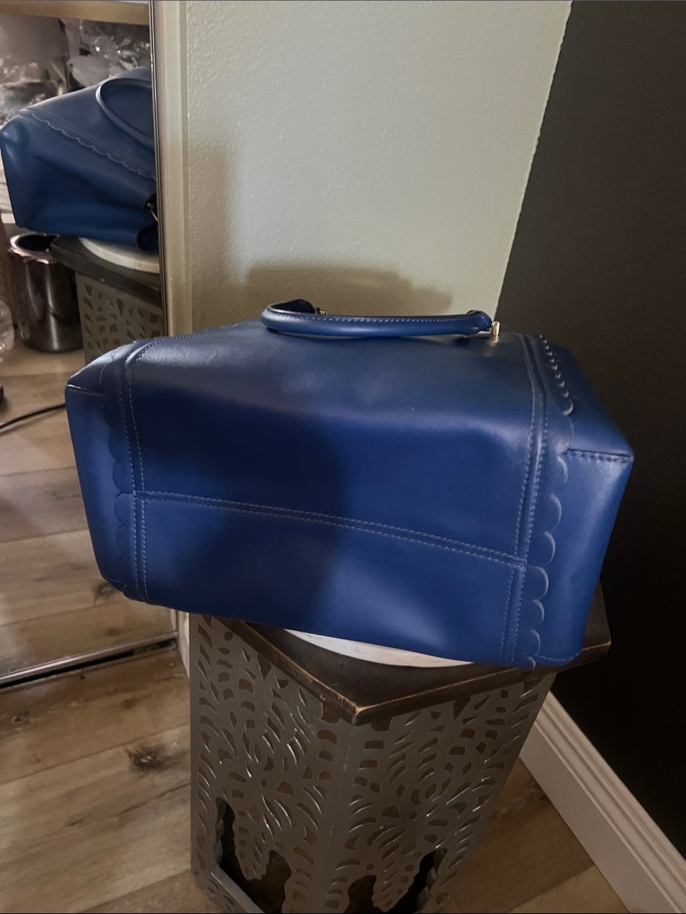 Worn once, kate spade, Linzi Maple Court scalloped Blue satchel - Picture 6 of 10